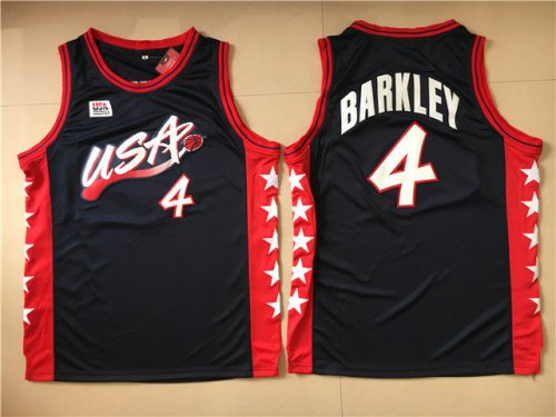 1996 Barkley 4 Atlanta Olympic jersey Blue